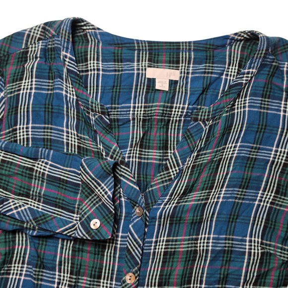 J. Jill Tops - J Jill Women Medium Petite Plaid Rayon Handkerchief Hem Tunic Top Blue